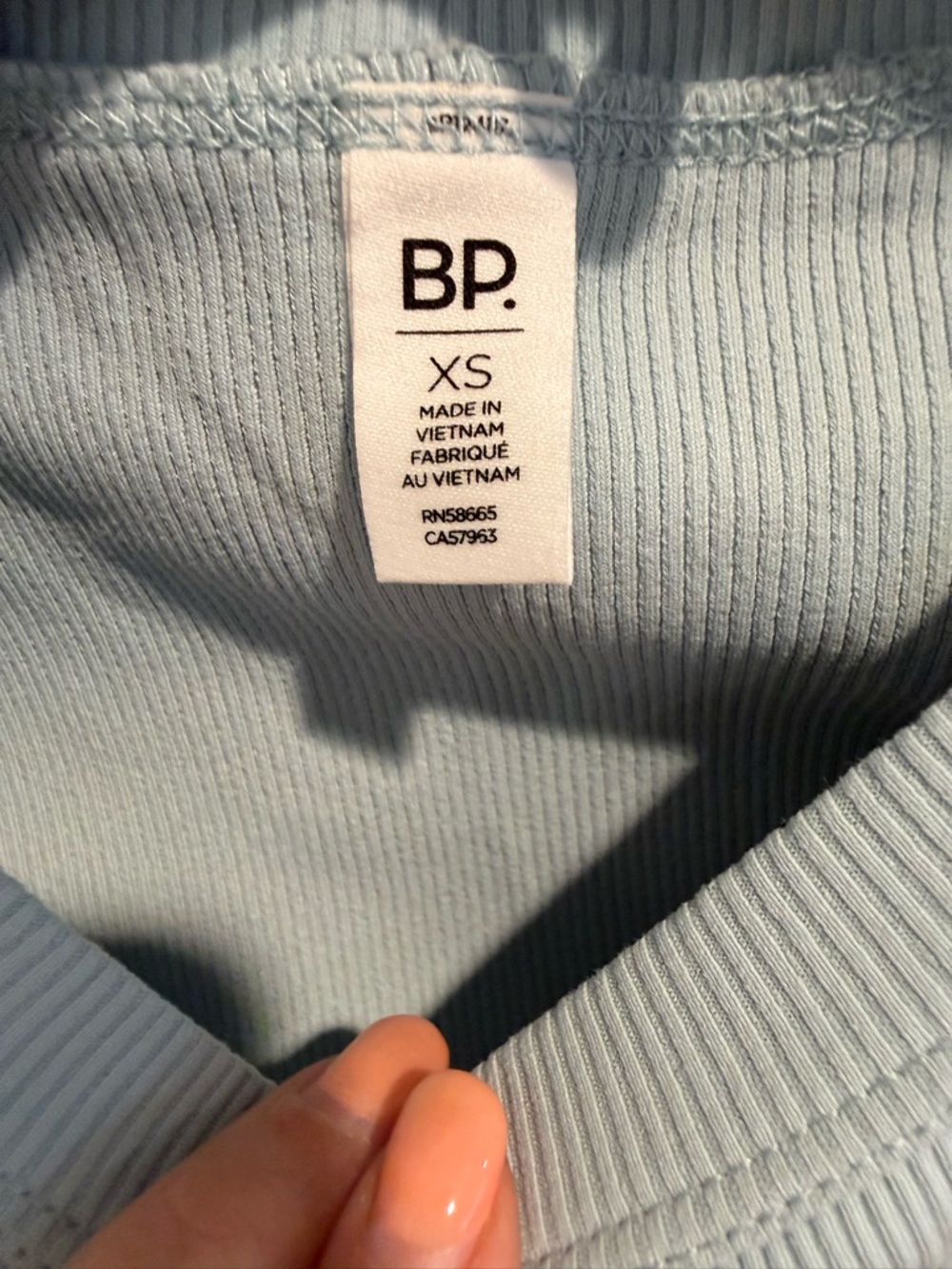 BP Pale Blue Ribbed Short Sleeve Tee - Picture 2 of 3